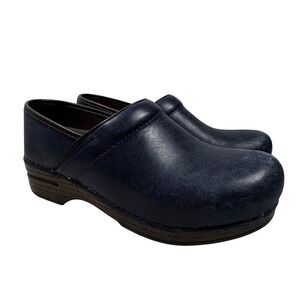 Dansko XP Pro Navy Blue Leather Clogs Professional Work Shoes Womens 39 EU 8.5-9